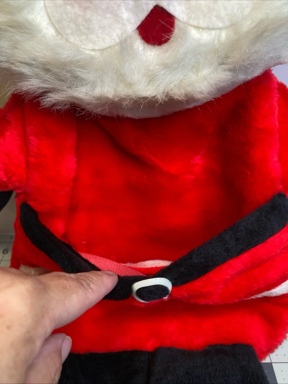 Vintage Plush Googly Eyes Santa Claus Stocking Double Sided Christmas Bag 24”